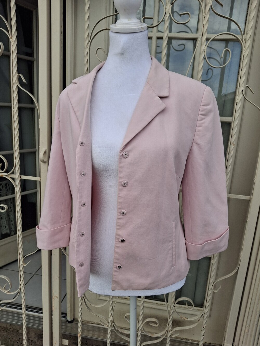 Carlisle Vintage Blush Pink Pant Suit Set– Blazer & Wide Leg Pants Women Size 6 - Picture 8 of 16